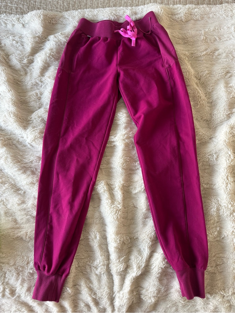 XXS Figs - Dark Magenta Boston Slim Jogger - worn once- patched on leg (see pic)